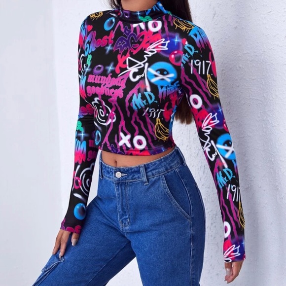 Graffiti Long Sleeve Top - Picture 2 of 4
